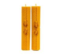 KERC - Honey Candles - 100% Ecological and Artisanal - Natural Light to Purify Spaces - Make Ritual, Decorate and Gift - 2 Decorative Candles - Toxic Free Handmade (Rolled 17x3cm)