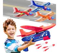 KERCAN 6 Pack 13.38 Inch Airplane Launcher Toys, 2 Flight Modes LED Foam Glider Catapult Plane and Rocket for Kids, Outdoor Flying Toys Birthday Gifts for Boys and Girls Ages 4-12
