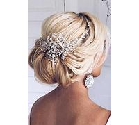 Kercisbeauty Handmade Bridal Bridesmaids Light Blue Crystal Headband Vine Spring Headpiece Bridal Accessories Vintage Rustic Wedding (Rose Gold)