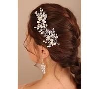 Kercisbeauty Silver Crystal Pearl Headband for Wedding Brides Bridesmaid Women Bridal Shower Hair Dress Boho Hair Accessories