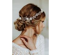 Kercisbeauty Wedding Bridal White Flower and Pearl Headband Vine Headpiece for Prom,Tiara(Rose Gold)