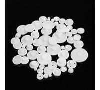 KERDEJAR 58pcs Toothed Wheels WSFS Gears Plastic All Module 0.5 Robot Parts DIY White Gear Set Educational DIY Robotics Kit for Kid, Teen