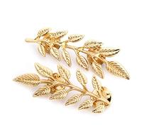KERDEJAR Collar Pin,1 Pair Vintage Wheat Leaf Branch Gold Silver Plated Neck Tip Brooch Collar Pin Gold