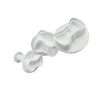 KERDEJAR haohao 3Pcs/Set Plastic 3D Mini Bowknot Shape DIY Fondant Plunger Cutter Cookie Stamp Mold Bow-Tie Biscuit Cupcake Topper Mould Baking Decorating Tools White