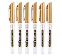 KERDEJAR Metallic Permanent Markers,6Pc Gold Silver Epoxy Resin Drawing Pen Gold Leafing Point Pen Marker Acrylic Paint Highlights Metallic Permanent MarkerGolden