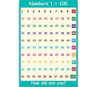 KERDEJAR Number 1-100 Learning To Count-Childrens Wall Chart Educational Maths Educational Learning Poster Charts，Addition Tables,Sums Numeracy,Childs Poster Art Print WallChart 18#
