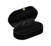 KERDEJAR Portable Double Rings Box Display Jewelry Gift Holder Wedding Engagement Ring Case Organizer for Women Black