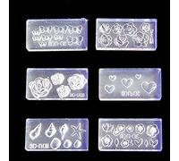 KERDEJAR Silicone Mold,6Pcs 3D Stereo Mini Flower Carving Mold Nail Art Mould Template Silicone Mold
