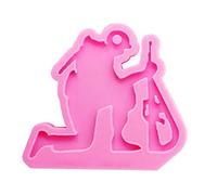KERDEJAR Silicone Mold,Keychain Epoxy Resin Mold Glossy Fallen Soldier Shape Keyring Pendant Casting Silicone Mould DIY Crafts Decorations Jewelry Making Tool Pink