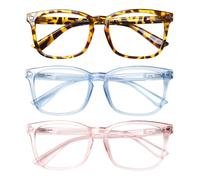 Kerecsen 3 Pack Reading Glasses for Women Blue Light Blocking Glasses Filter UV Square Lightweight Readers Glasses for Women and Men Reader
