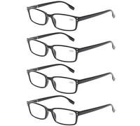 Kerecsen 4-Pack Reading Glasses Spring Hinges Comfortable Readers (+1.50, 4 Pack Black)