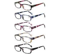 Kerecsen 5-Pack Reading Glasses Women Spring Hinge Pattern Design Glasses for Reading(+2.50, 5 Mix Color)