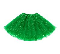 KEREDA Girls Tutu Skirts Sparkle Sequin Dresses 3 Layers Dance Toddler Baby Tulle Star Costume for Girls 2-8 Years Green