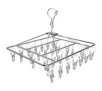 Sock Drying Racks with 30pcs Laundry Pegs Laundry Drip Hanger Laundry Clothesline Hanging Rack Metal Clothespins Rectangle For...