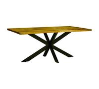 Kerela Artificial Edge Spider Leg Dining Table - Mango Wood/Iron - L100 x W200 x H76 cm - Mango PP Saw Finish Jaipur Furniture Ltd Brown One Size