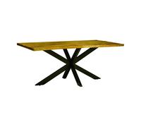 Kerela Artificial Edge Spider Leg Dining Table - Mango Wood/Iron - L90 x W180 x H76 cm - Mango PP Saw Finish Jaipur Furniture Ltd Brown One Size