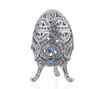 Keren Kopal Silver Faberge Egg with Blue Crystals Decorated with Crystals Handcrafted