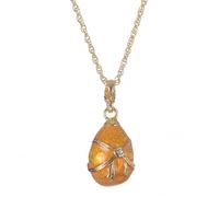 Keren Kopal Yellow Egg Pendant Necklace Fabrege Styled Love Gift for Her Wife Mother Special Chic Present Decorated with Swarovski Crystals