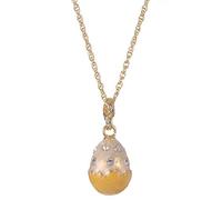 Keren Kopal Yellow Egg Pendant Necklace Fabrege Styled Love Gift for Her Wife Mother Special Chic Present Decorated with Swarovski Crystals