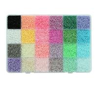 KERGAEN 2mm 12/0 Seed Beads Kit - 16800pcs Bulk Glass Beads with Storage Box, 24 Colors (700pcs/Each) for Jewelry Making, DIY Crafts, Clothing Accessories, Handmade Decor