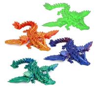 KERIDAZPLY 3D Printed Dragon with Wings Flying Dragon 4PCS,9 Inch Articulated Winged Dagon for 3D Printed Gift, Desk Pet Decor, Christmas Toys 2025 Fidget Toy Set