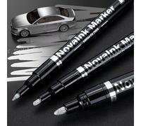 KERIFI 3pcs Silver Liquid Mirror Chrome Markers Permanent Art Liquid Chrome Marker Set, Reflective Gloss Metallic Mirror Markers, Repair Paint Pen for Model Metal Plastic Glass DIY Craft (0.7/1/3mm)