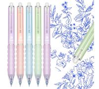 KERIFI Blue Erasable Pens, 0.5mm Rub Out Pens with Rubbers On The End, Retractable Gel Pens with Friction Eraser, Smooth Writing for School Office, Notes Taking, Bullet Journals, Crossword, 5 Pack