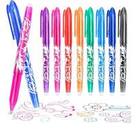 KERIFI Rub Out Pens, 0.5mm Fine Point Erasable Gel Pens with Rubbers on the End, Heat Friction Handwriting Writing Pens with Eraser, for Kids Adult School Office Supplies (8 Assorted Colors)