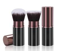 Keriloo 2 Pcs Retractable Makeup Brush Set for Travel Blusher Powder Foundation Blending Liquid Blush Tan Polishing Sunscreen Flawless Cosmetics