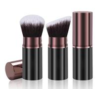 Keriloo Retractable Makeup Brush, Pack of 2 Travel Kabuki Powder Brush Foundation and Facial Blush Brush for Blending Liquids, Blush, Bronzer, Polish, Sunscreen, Flawles