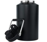 Kerilyn Insulated Jug with Handle, One Gallon, 128oz Stainless Steel, Large Double Vacuum Water Bottle for Hot & Cold Drinks, Wide Mouth, Sweat Proof, Great for Travel, Hiking & Camping, Black