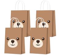 KERINGO 16 PCS Bear Party Decorations - Gift Treat Bags for Baby Shower, Kids Birthday Party Supplies and Decor - Paper Goody Candy Snack Bags for Boys and Girls