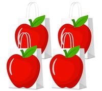 KERINGO 24 PCS Apple Gift Bags Teacher Appreciation Gift Red Apple Bag with Handle for Teacher Student Graduation School Exchange Supplies Thank You Party Favors