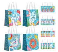 KERINGO 24 PCS Pool Party Favors Gift Bags Summer Beach Swimming Theme Non-Woven Gift Treat Bags with Handles for Summer Pool Party Supplies