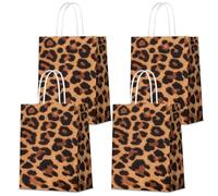 KERINGO 50 PCS Cheetah Print Gift Bags Leopard Print Small Paper Goodies Bags with Handles Jungle Safari Party Favors for Kids Wild Life Animal Birthday Baby Shower Decorations Supplies