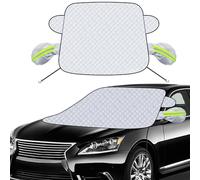 Kerizher Car Windscreen Cover,Snow UV Ice Protection Windshield Cover with 2 Hooks and 2 Mirror Covers,Four-Layered Windshield Frost Cover for Car,SUV,Truck