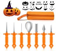 Kerizher Halloween Pumpkin Carving Set, Stainless Steel Pumpkin Carving Tools Kit with Stencils for Kids & Adults, Safe Reusable Knives for Halloween Decorations