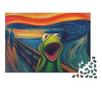 Kermit Scream Art 1000 Pc Cardboard DIY Vibrant Expressionist Style Puzzle Adults/Teens, Challenging Activity, Stress Relief, Vibrant Colours & Wall Decor 38x26cm/1000pcs