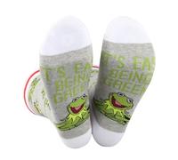 Kermit The Frog Crew Sock It’s Easy Being Green Novelty Sock Muppet Themed Gift Kermit Frog Lover Gift (UK, Alpha, One Size, Regular, Regular, Green Sock)