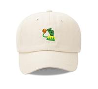 Kermit The Frog "Sipping Tea" Adjustable Strapback Cap(Beige)