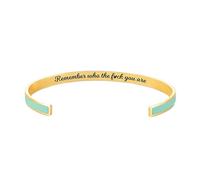KERNES Remember Who The Fuck You Are Motivational Color Bangle,Handmade Engraved Cuff Bracelets With Hidden Message,Friendship Bracelet Jewelry Gifts for Friends (Green)