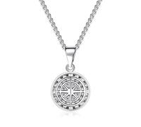 KERNES To My Son - Stainless Steel Compass Pendant Necklace with Message Card, Personalized Engraved Compass Necklace, Inspirational Jewelry Gift for Men (Silver)