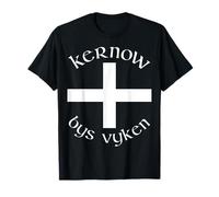 Kernow Bys Vyken Cornwall Forever Celtic Font Cornish Flag T-Shirt