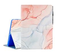 KEROM Case for Fire HD 10 & 10 Plus Tablet (11th Generation, 2021 Release), Premium PU Leather Folio Stand Cover Case with Auto Sleep Wake and Multiple Viewing Angles, Pink White Marble