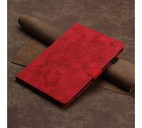 KEROM Case for iPad 10.2 Inch 2021/2020/2019, for iPad 9th/8th/7th Generation Case iPad 10.2 Case, Embossed Suede Leather Folio Stand Cover Case with Auto Wake/Sleep, Red Butterfly Embossing