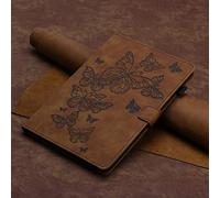 KEROM Case for iPad 10.2 Inch 2021/2020/2019, for iPad 9th/8th/7th Generation Case iPad 10.2 Case, Embossed Suede Leather Folio Stand Cover Case with Auto Wake/Sleep, Brown Butterfly Embossing