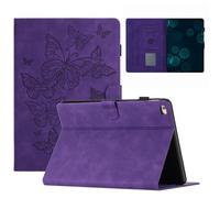 KEROM Case for iPad 6th/5th Generation 2018/2017, Suede Leather Folio Stand Cover Case for iPad 9.7 inch/iPad Air 2/Air 1, with Auto Wake/Sleep & Card Slot & Pen Holder - Purple Butterfly Embossing