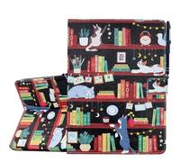 KEROM Case for iPad Mini 5/4/3/2/1 7.9 inch, iPad Mini Case, PU Leather Smart Folio Stand Protective Cover with Auto Sleep Wake, Bookshelf Cat