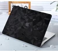 KEROM Case for MacBook Air 13 inch 2025-2022 M4 M3 M2 A3240 A3113 A2681, Abstract Geometric Triangle Seamless Design Textured PU Leather Hard Shell & Keyboard Cover for MacBook Air 13.6 inch, Black