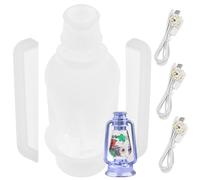 Kerosene Lamp Resin Molds Silicone,Reusable Flexible and Easy to Release DIY Your Own Artwork Campers and Nature Lovers with 1Tall Bulb 2 Handles,1 Top,1 Base,3 Wicks(L)